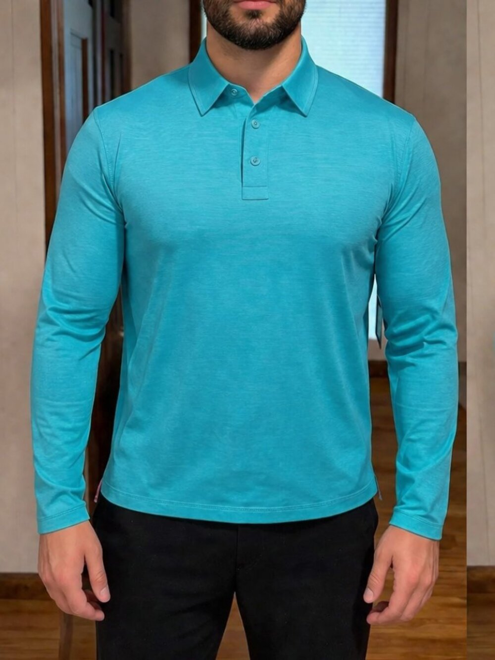 NWT G/FORE Nylon Long Sleeve Polo: Surf Melange (Large)